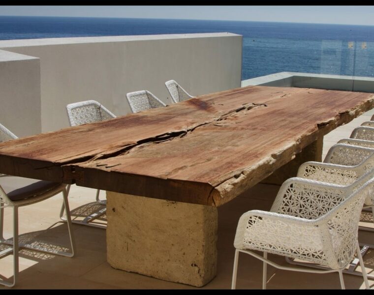 Large wooden dining tables on Mallorca