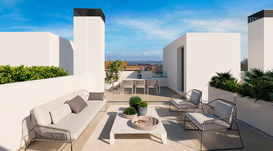 Contemporary duplex apartment for sale in palma with private terraces and a communal pool
