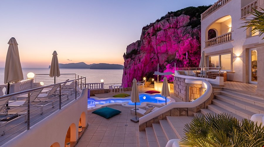 Cliffside villa with panoramic sea views and private beach access for sale in santa ponsa