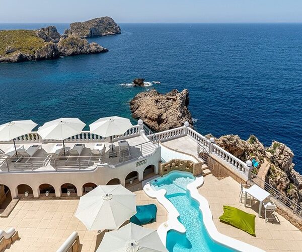 Cliffside villa with panoramic sea views and private beach access for sale in santa ponsa