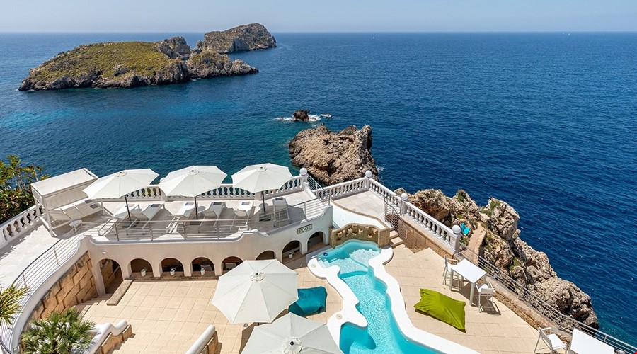 Cliffside villa with panoramic sea views and private beach access for sale in santa ponsa