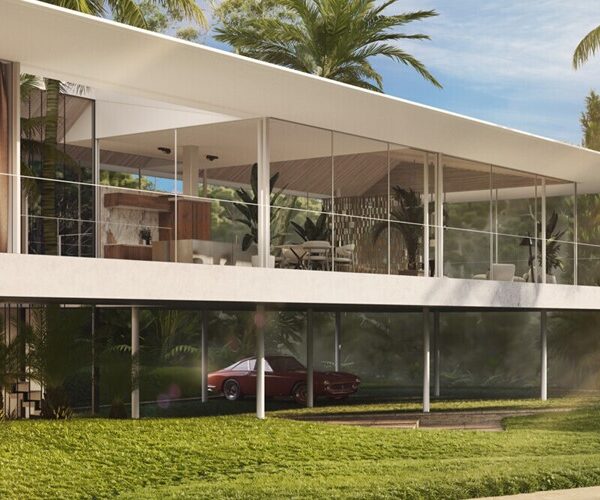 Architect-designed glass villa for sale with bespoke interiors and landscaped grounds in son vida