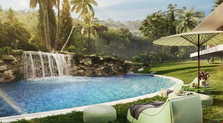 Architect-designed glass villa for sale with bespoke interiors and landscaped grounds in son vida