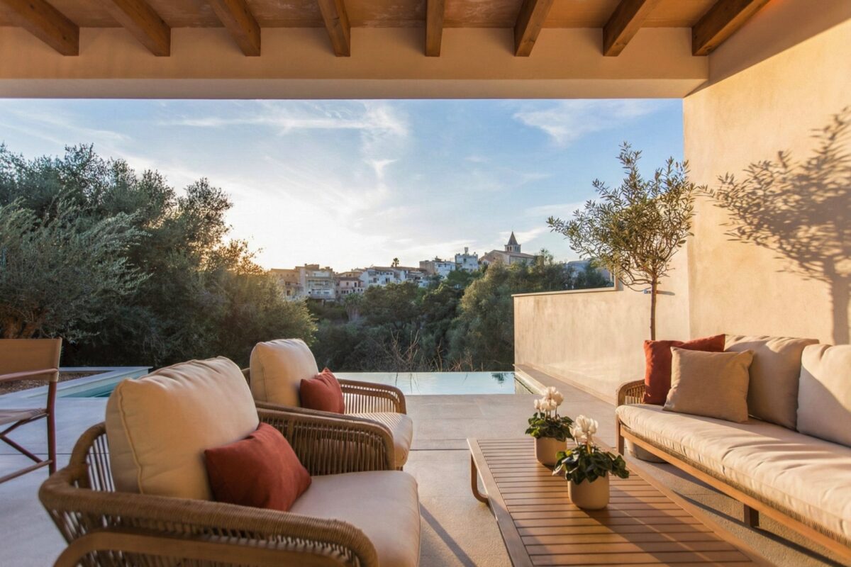 Casa de pueblo de diseño de nueva construcción con vistas a la Tramuntana en venta en Campanet